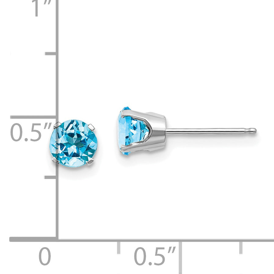 14k White Gold 5mm Blue Topaz Stud Earrings XBE143