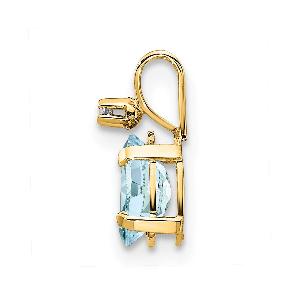 14k Diamond & Aquamarine Birthstone Pendant