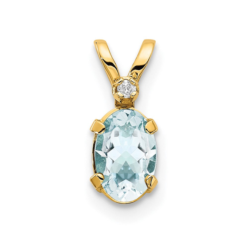 14k Diamond & Aquamarine Birthstone Pendant