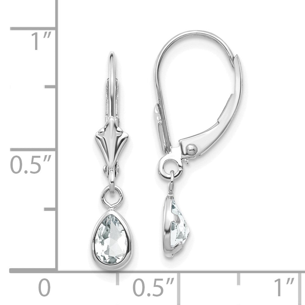 14k White Gold 6x4mm White Topaz/April Earrings