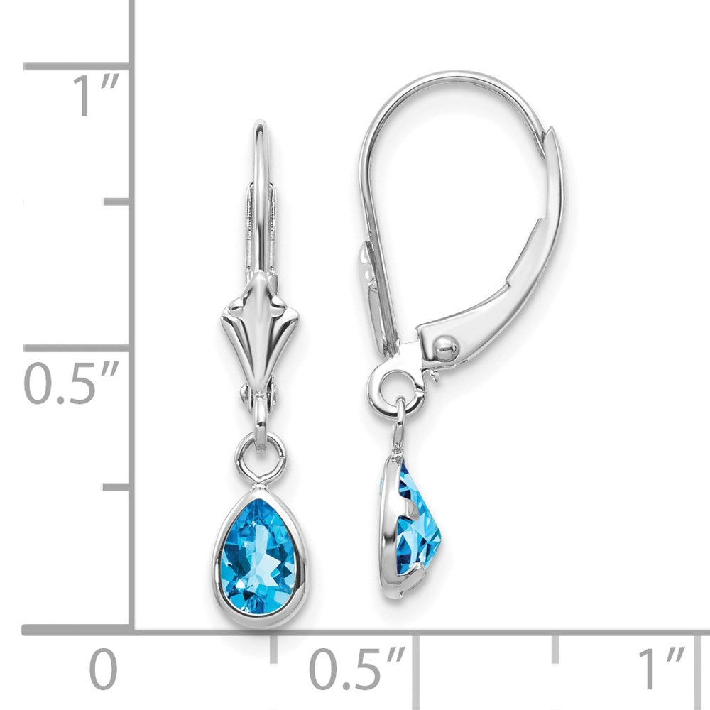 14k White Gold 6x4mm Blue Topaz/December Earrings