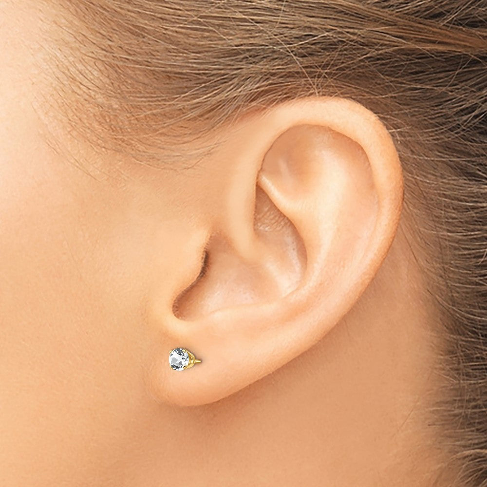 14k 4mm April/White Topaz Post Earrings