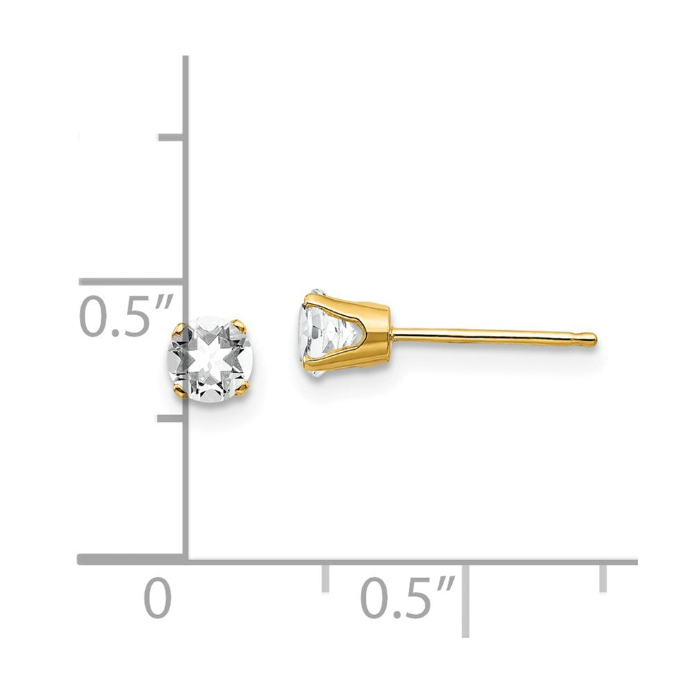 14k 4mm April/White Topaz Post Earrings