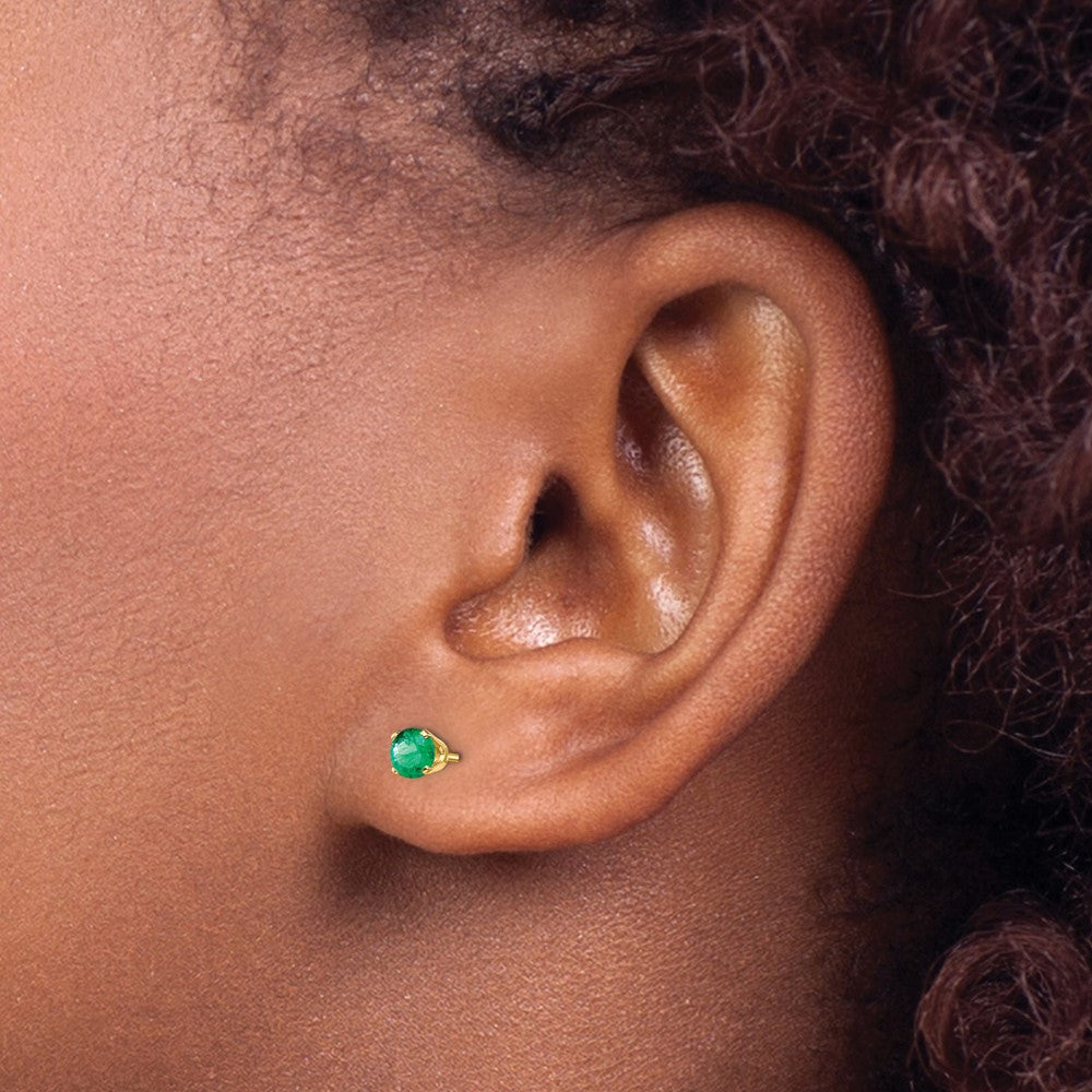 14k 4mm May/Emerald Post Earrings