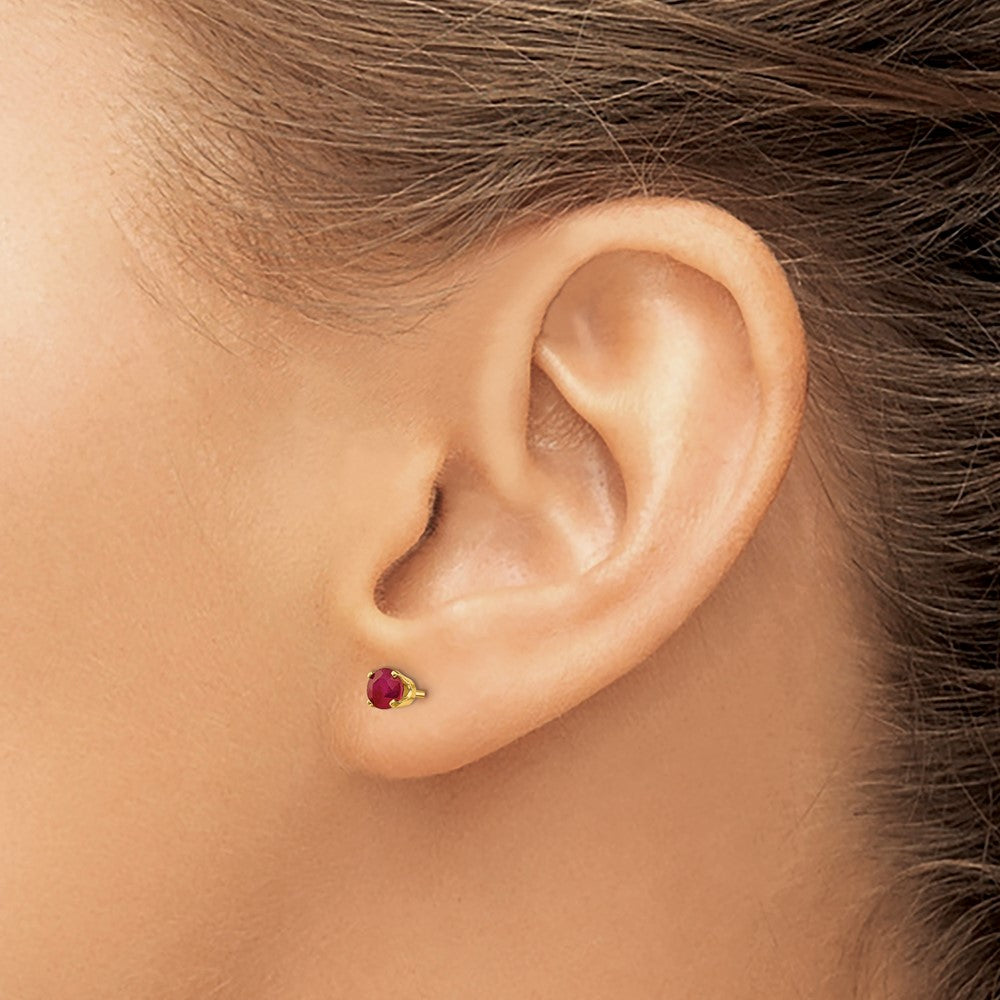 14k 4mm July/Ruby Post Earrings