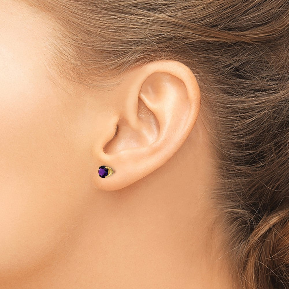 14k 5mm Amethyst Earrings - February