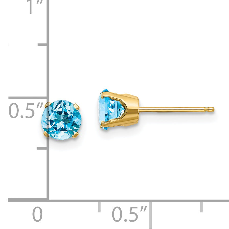 14k 5mm Blue Topaz Earrings - December