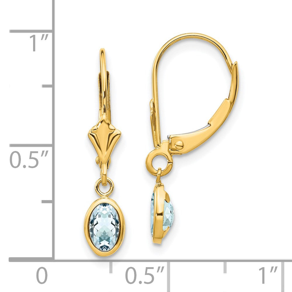 14k 6x4mm Aquamarine/March Earrings