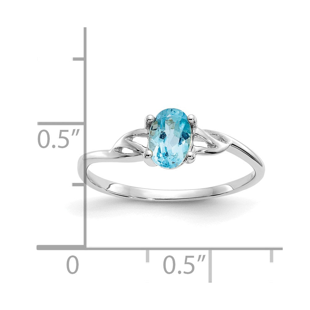 14k White Gold Blue Topaz Birthstone Ring