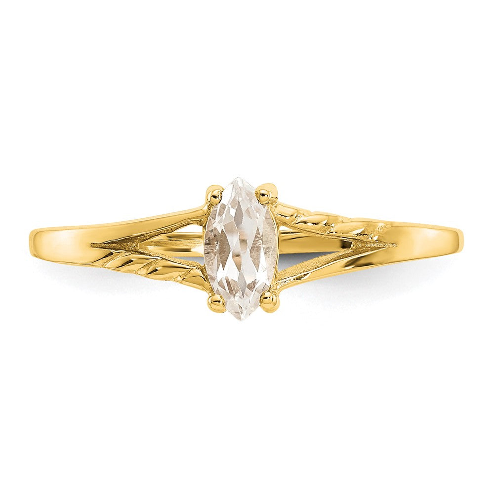 14k White Topaz Birthstone Ring