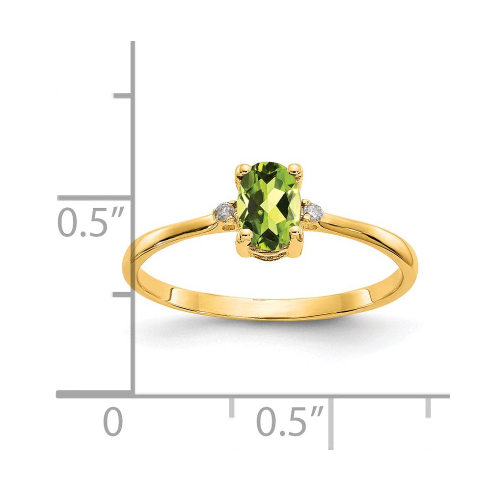 14k Diamond & Peridot Birthstone Ring