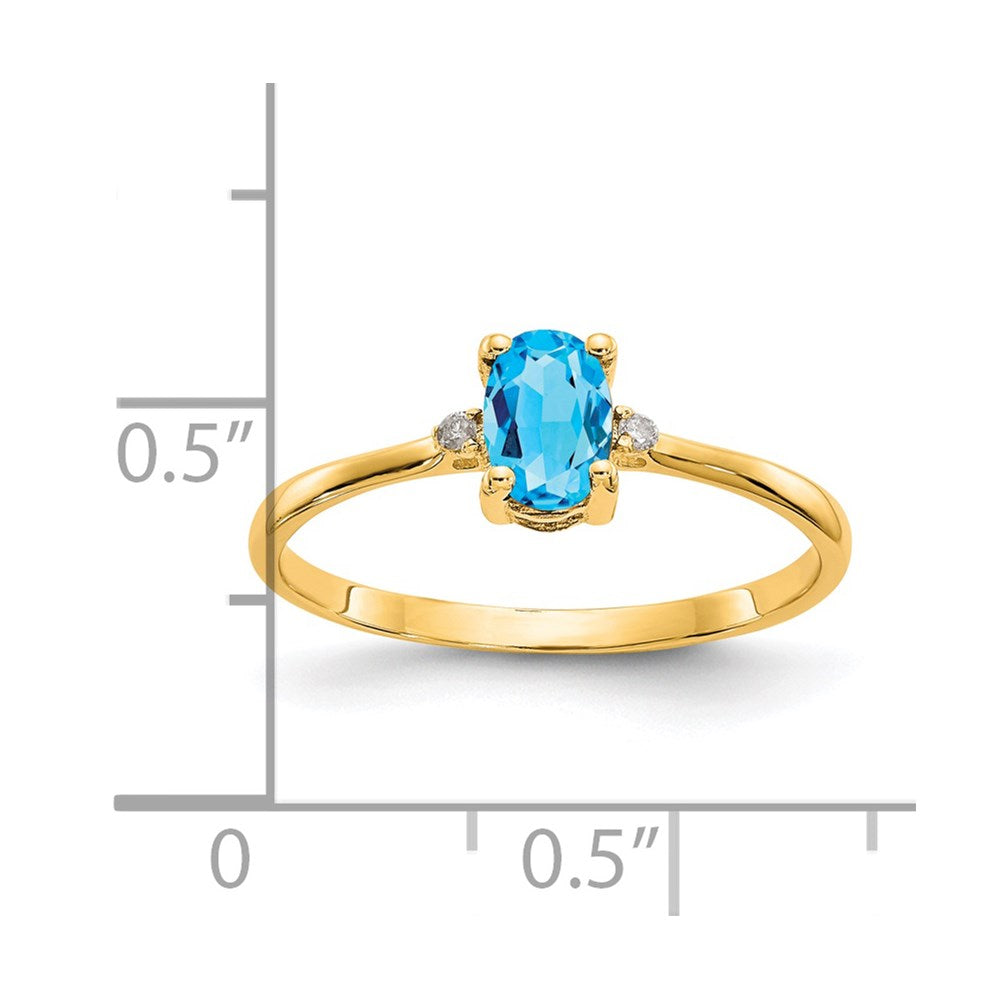 14k Diamond & Blue Topaz Birthstone Ring