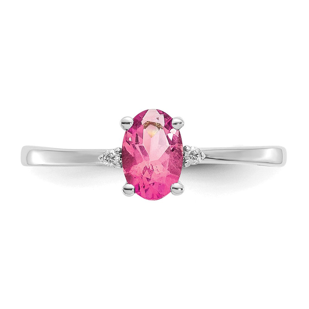 14k White Gold Diamond & Pink Tourmaline Birthstone Ring