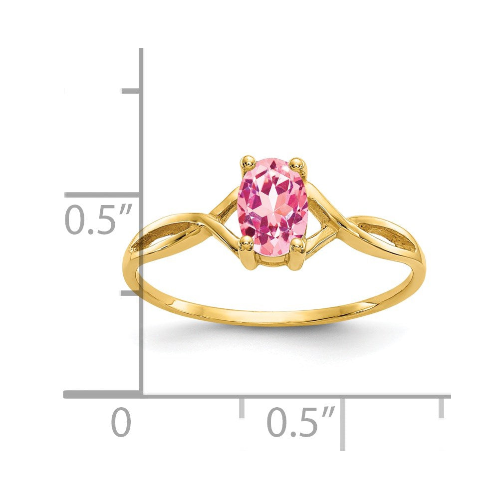 14k Pink Tourmaline Birthstone Ring