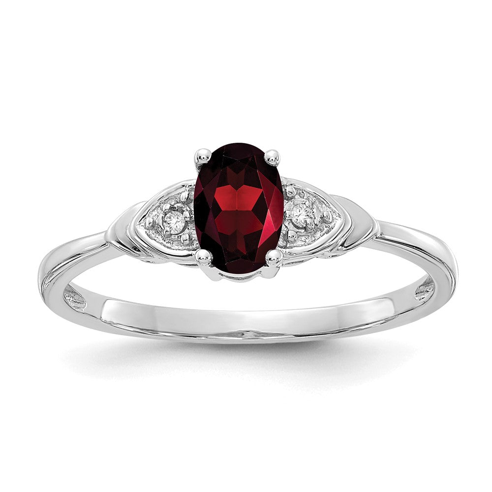 14k White Gold Garnet and Diamond Ring