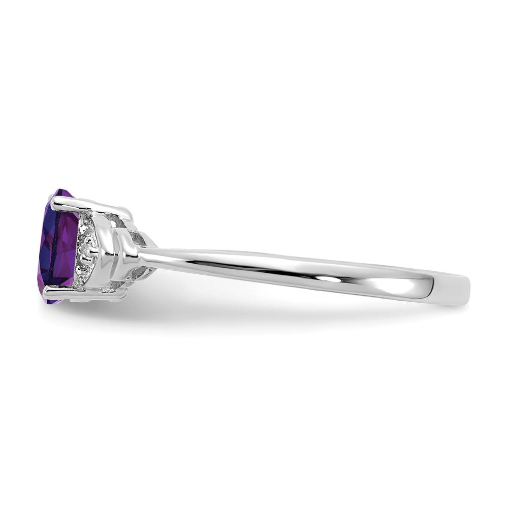 14k White Gold Amethyst and Diamond Ring