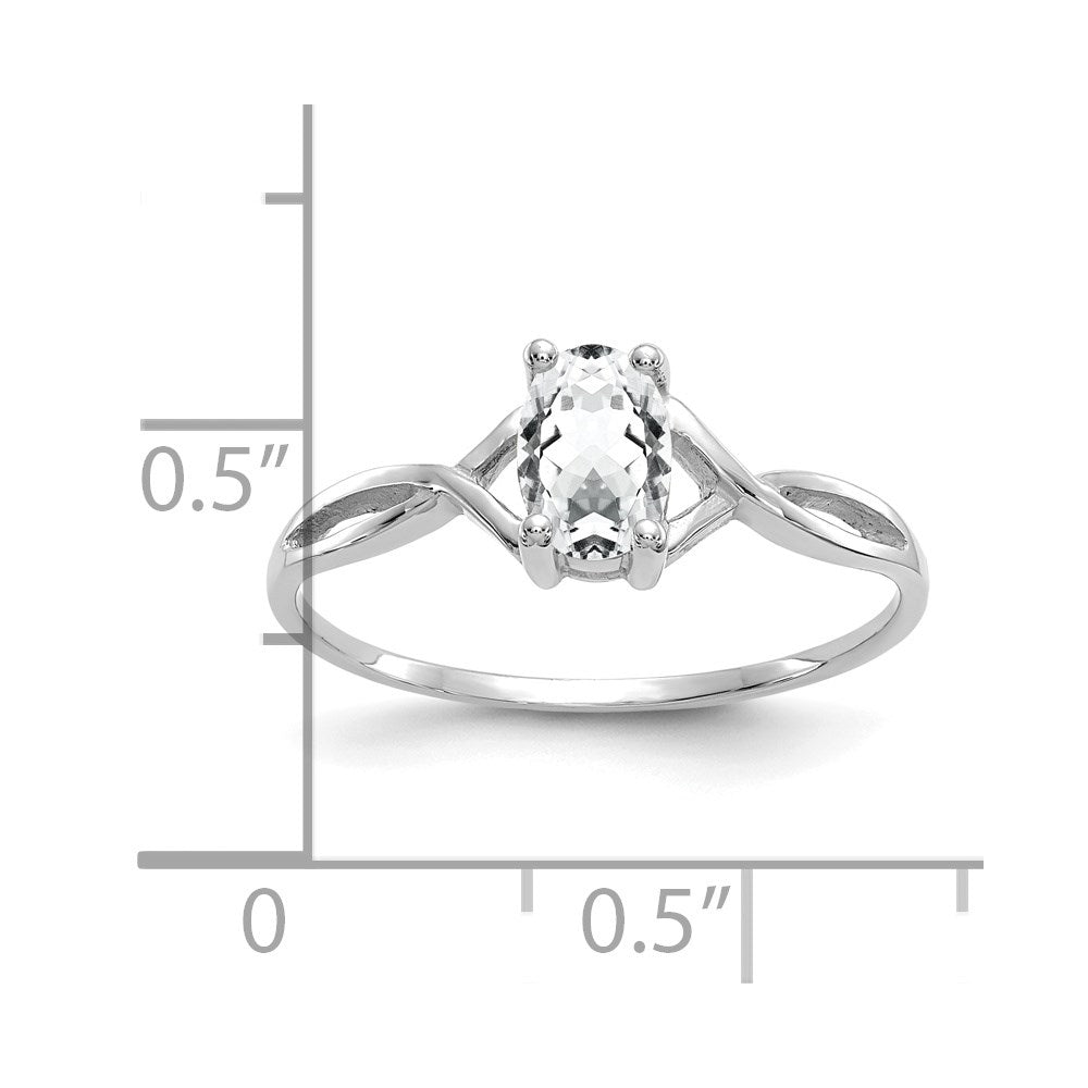 14k White Gold White Topaz Birthstone Ring