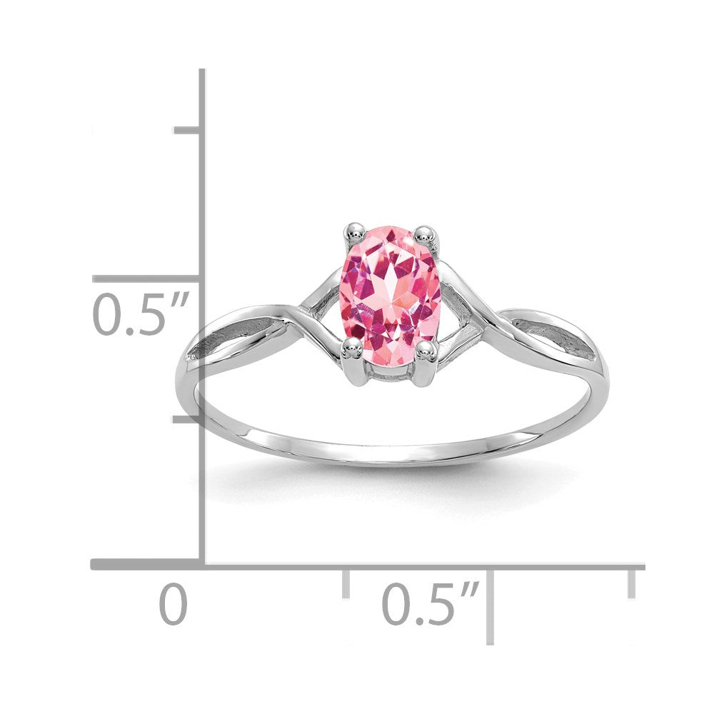 14k White Gold Pink Tourmaline Birthstone Ring