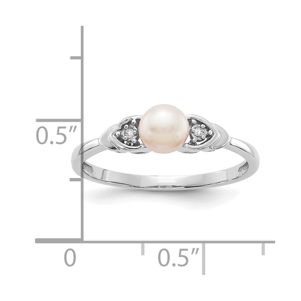 14k White Gold FW Cultured Pearl and Diamond Ring