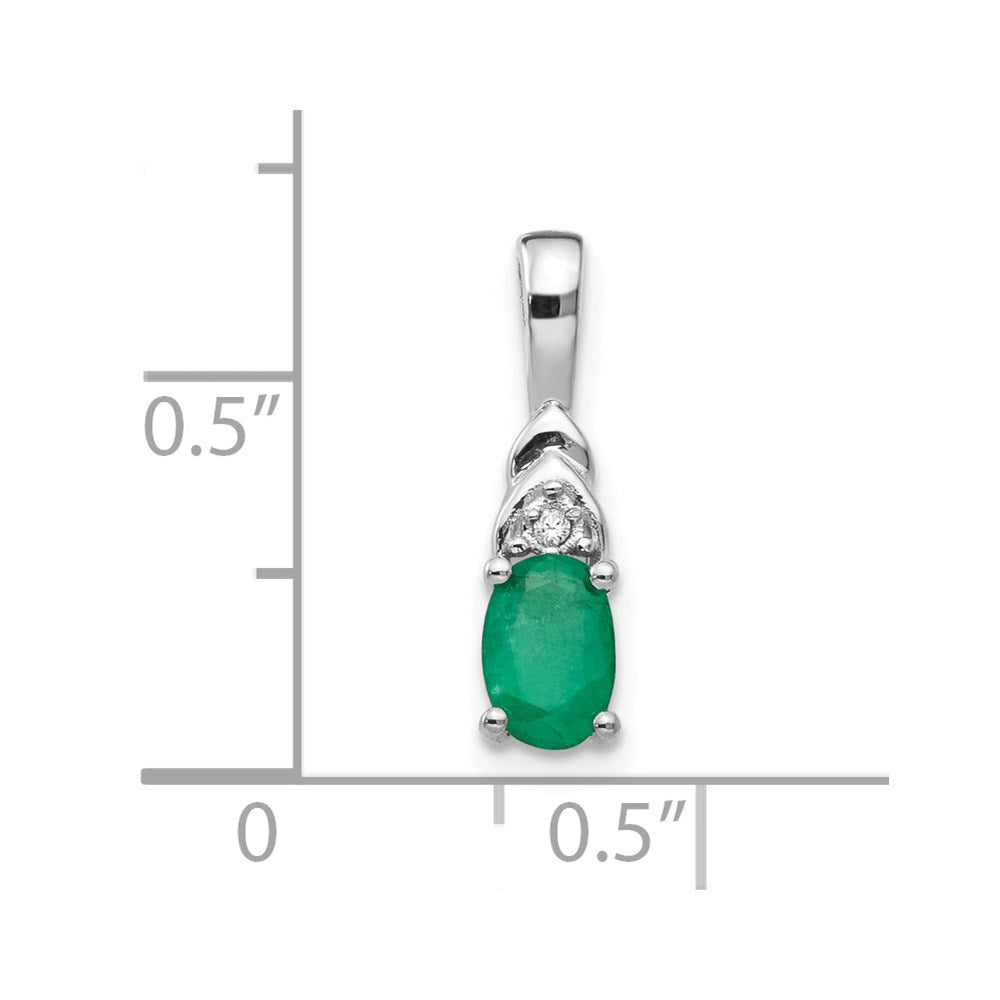 14k White Gold Emerald and Diamond Pendant