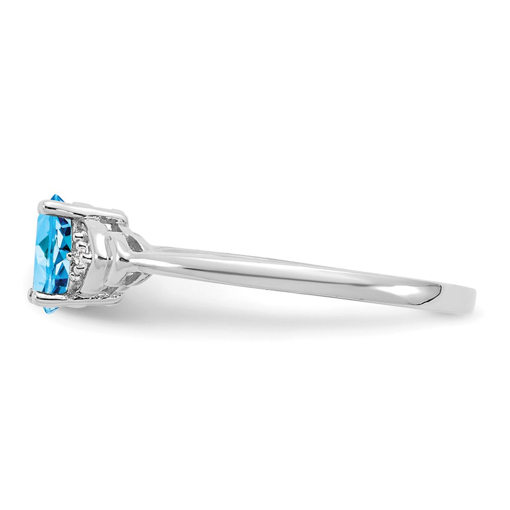 14k White Gold Blue Topaz and Diamond Ring