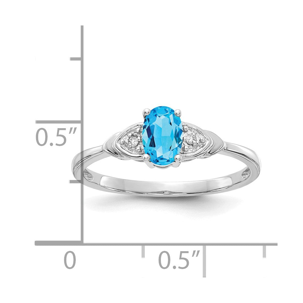 14k White Gold Blue Topaz and Diamond Ring