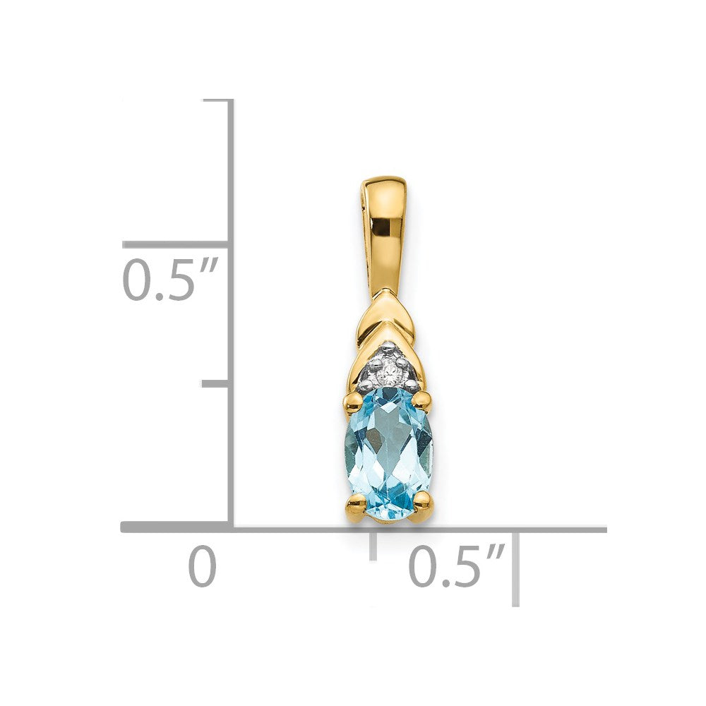 14k Blue Topaz and Diamond Pendant