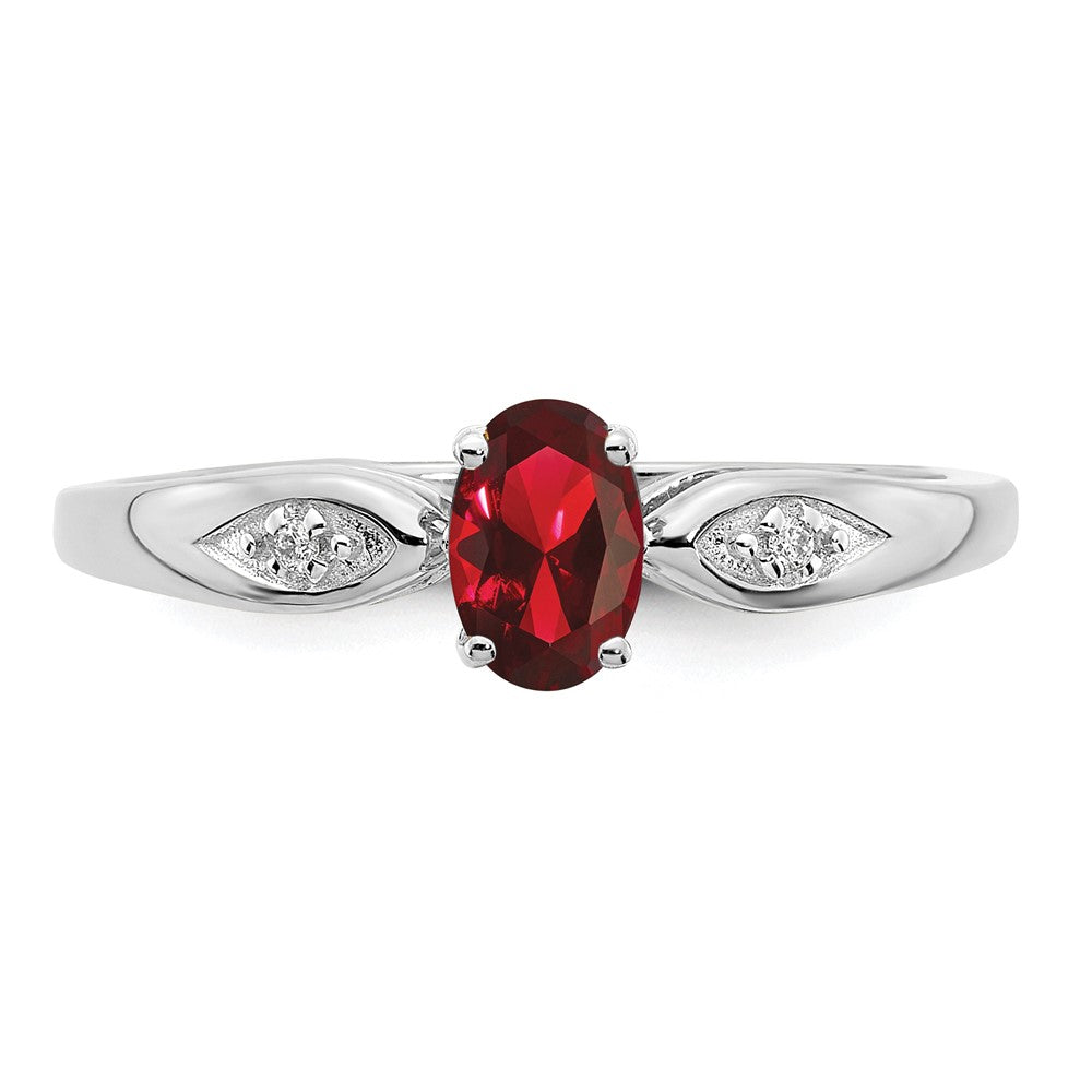 14k White Gold Garnet and Diamond Ring