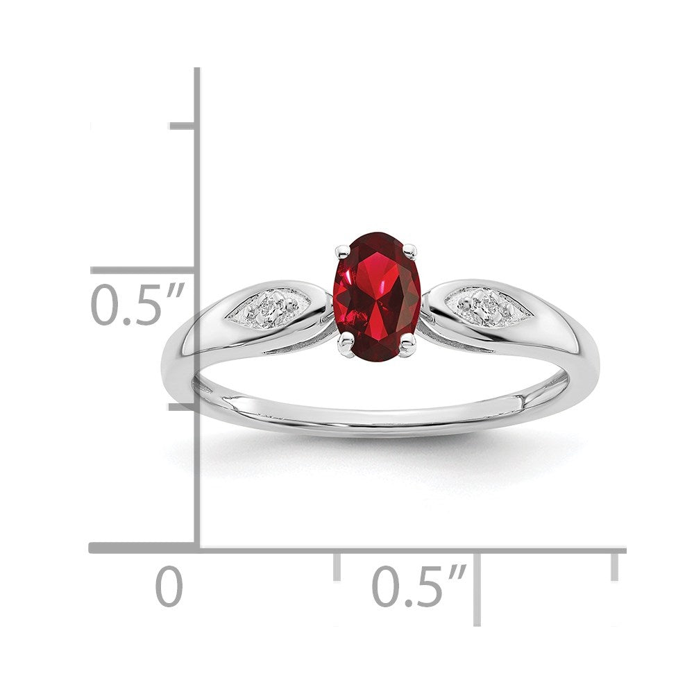 14k White Gold Garnet and Diamond Ring