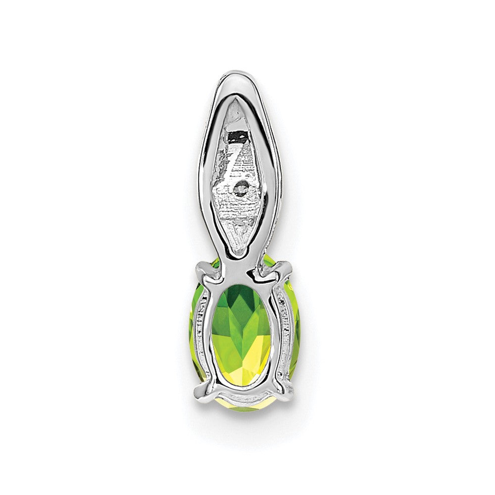 14k White Gold Peridot and Diamond Pendant