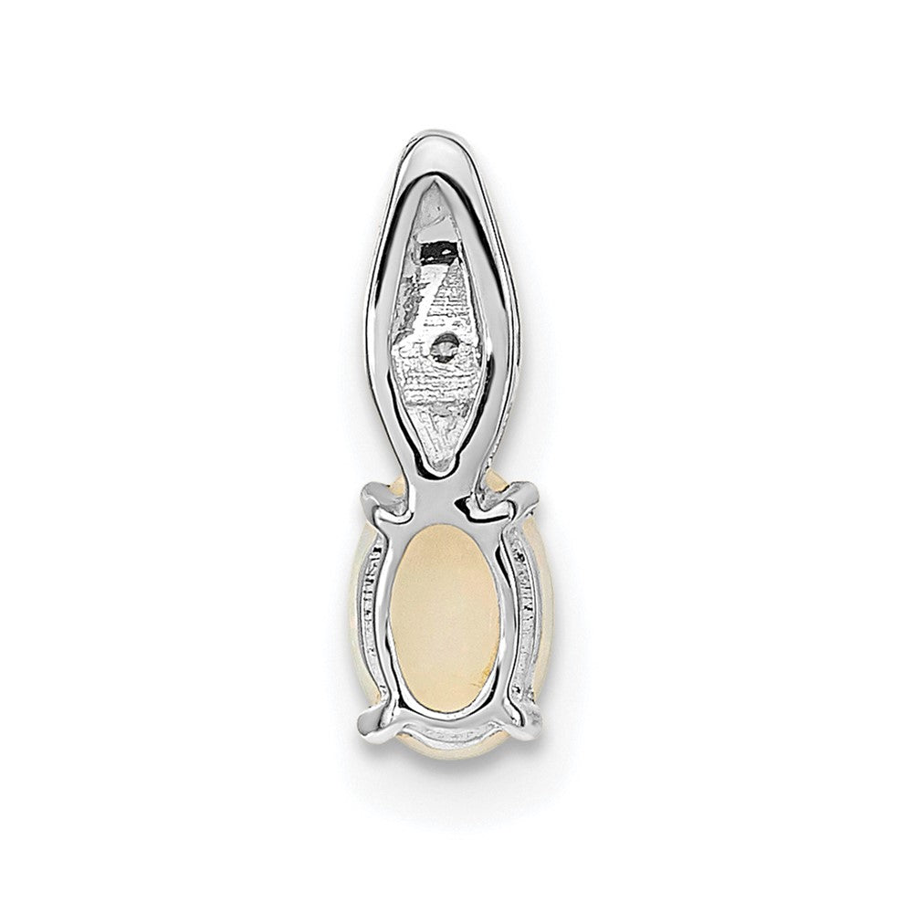 14k White Gold Opal and Diamond Pendant