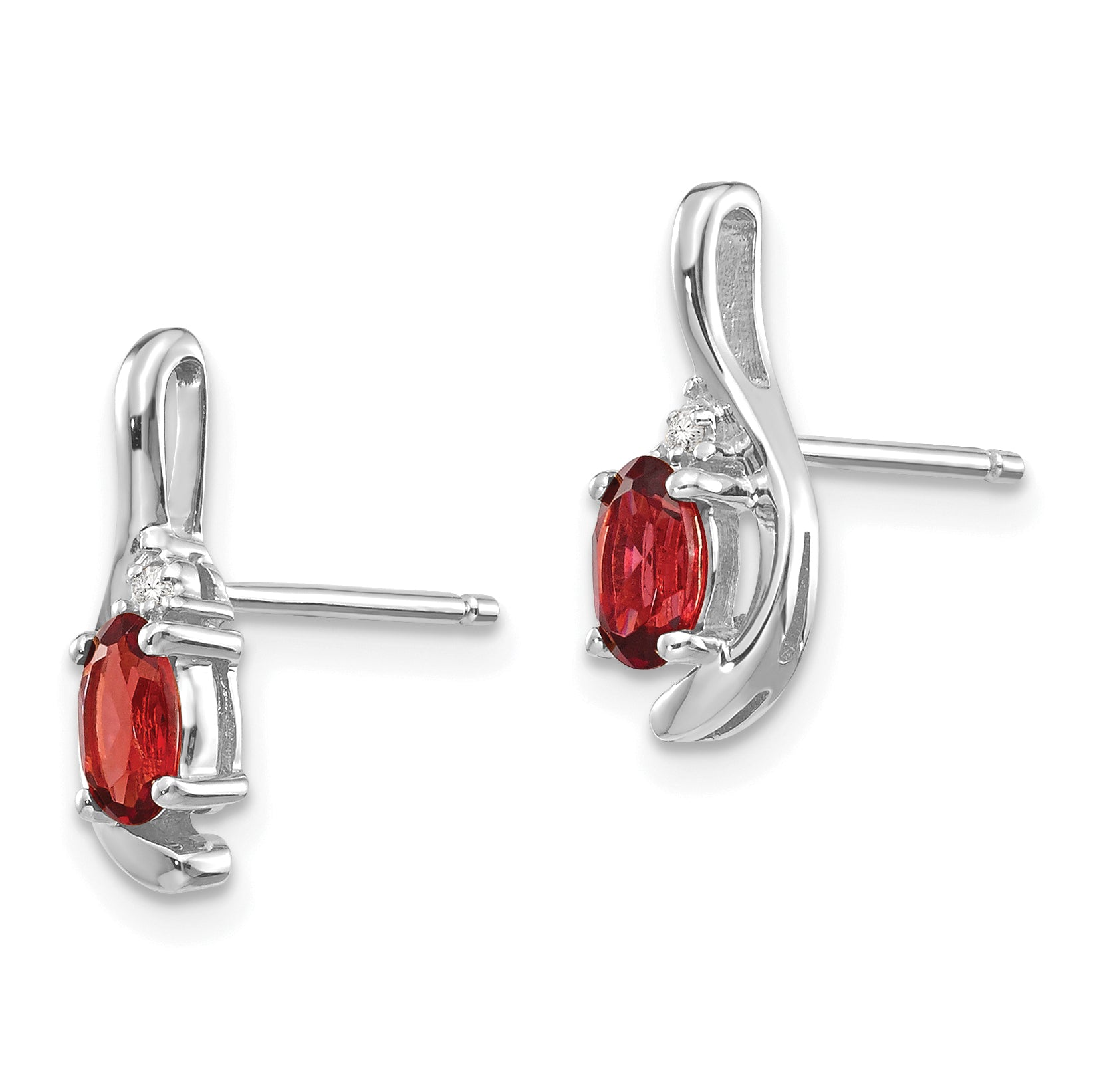 14k White Gold Garnet Diamond Earring XBS370