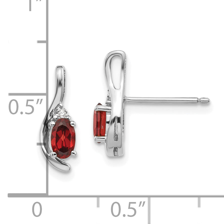 14k White Gold Garnet Diamond Earring XBS370