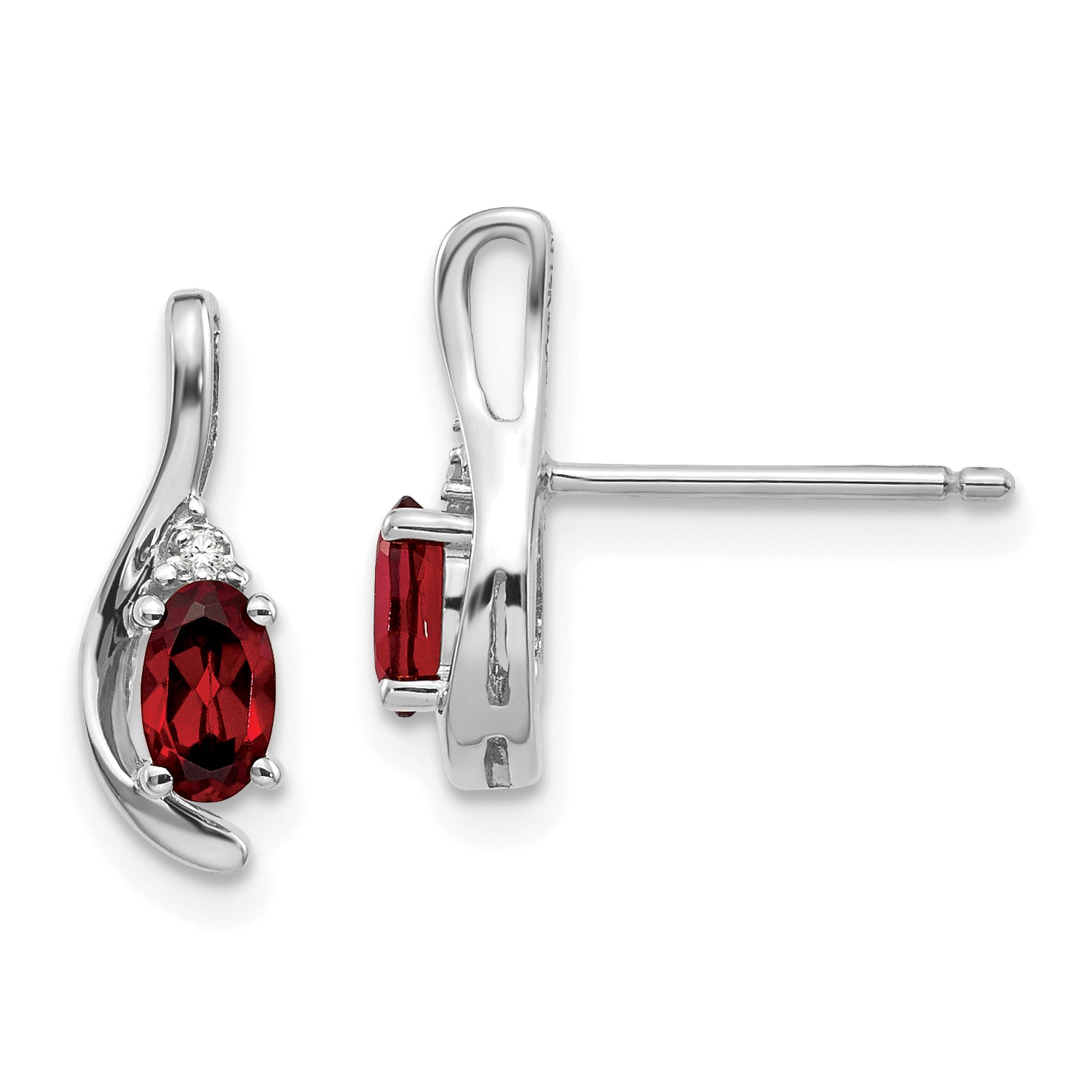 14k White Gold Garnet Diamond Earring XBS370