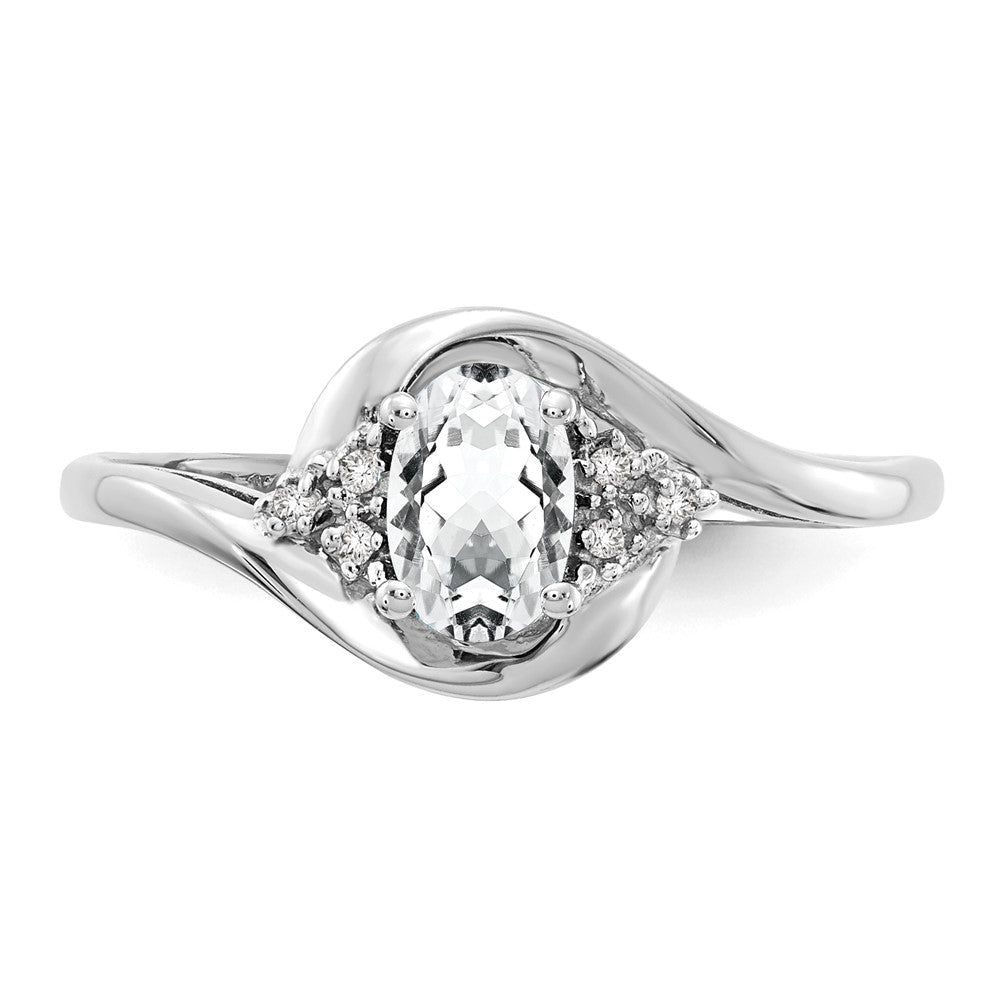 14k White Gold White Topaz and Diamond Ring