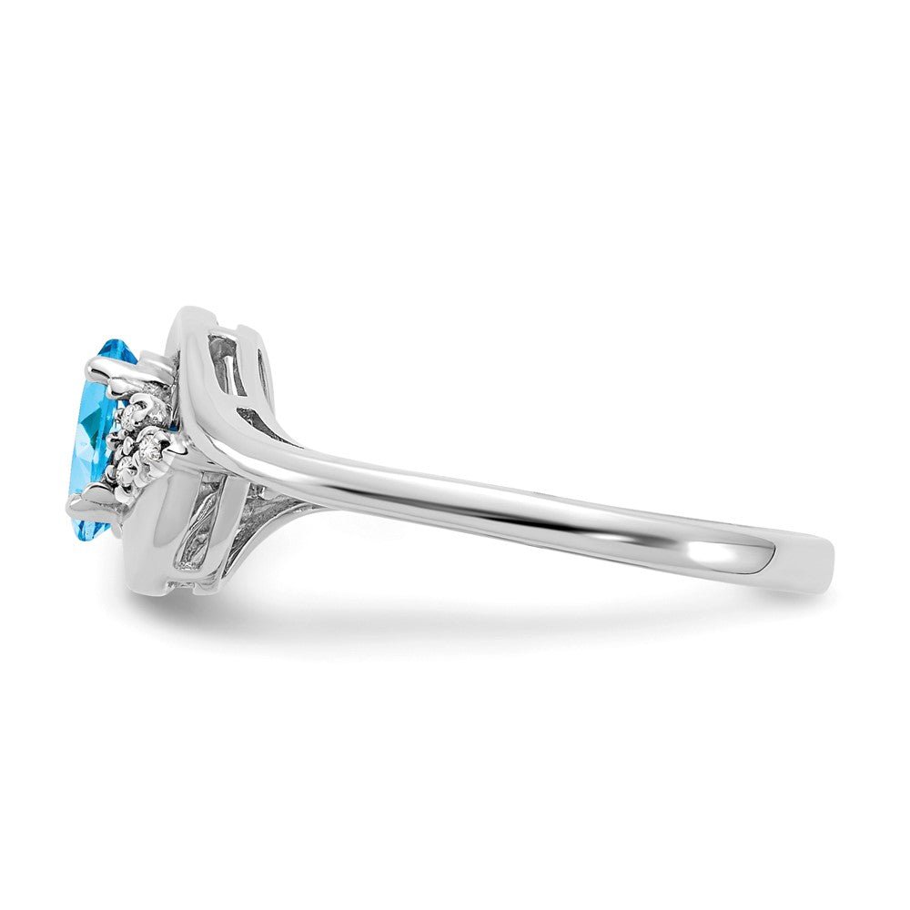 14k White Gold Blue Topaz and Diamond Ring