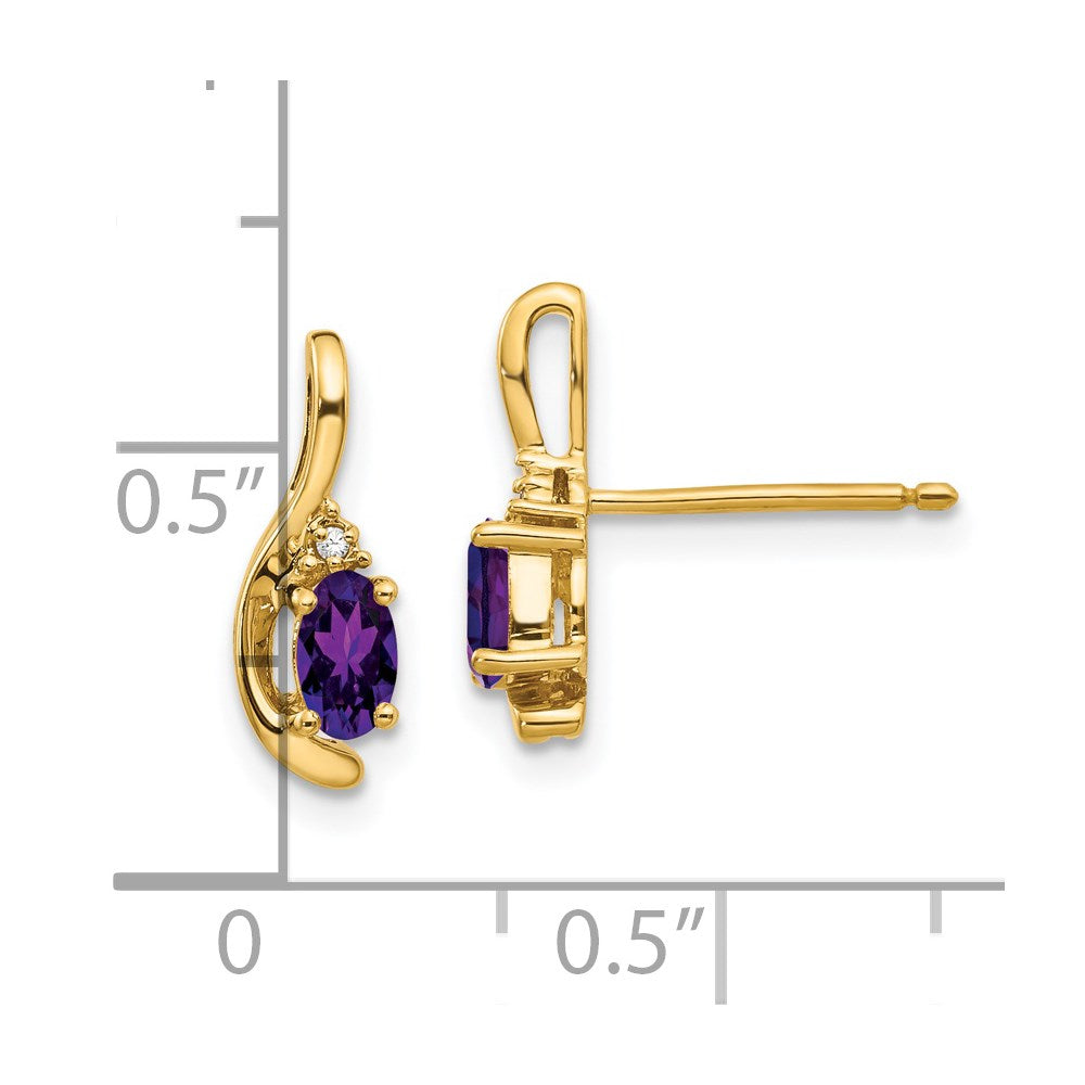 14k Amethyst and Diamond Post Earrings