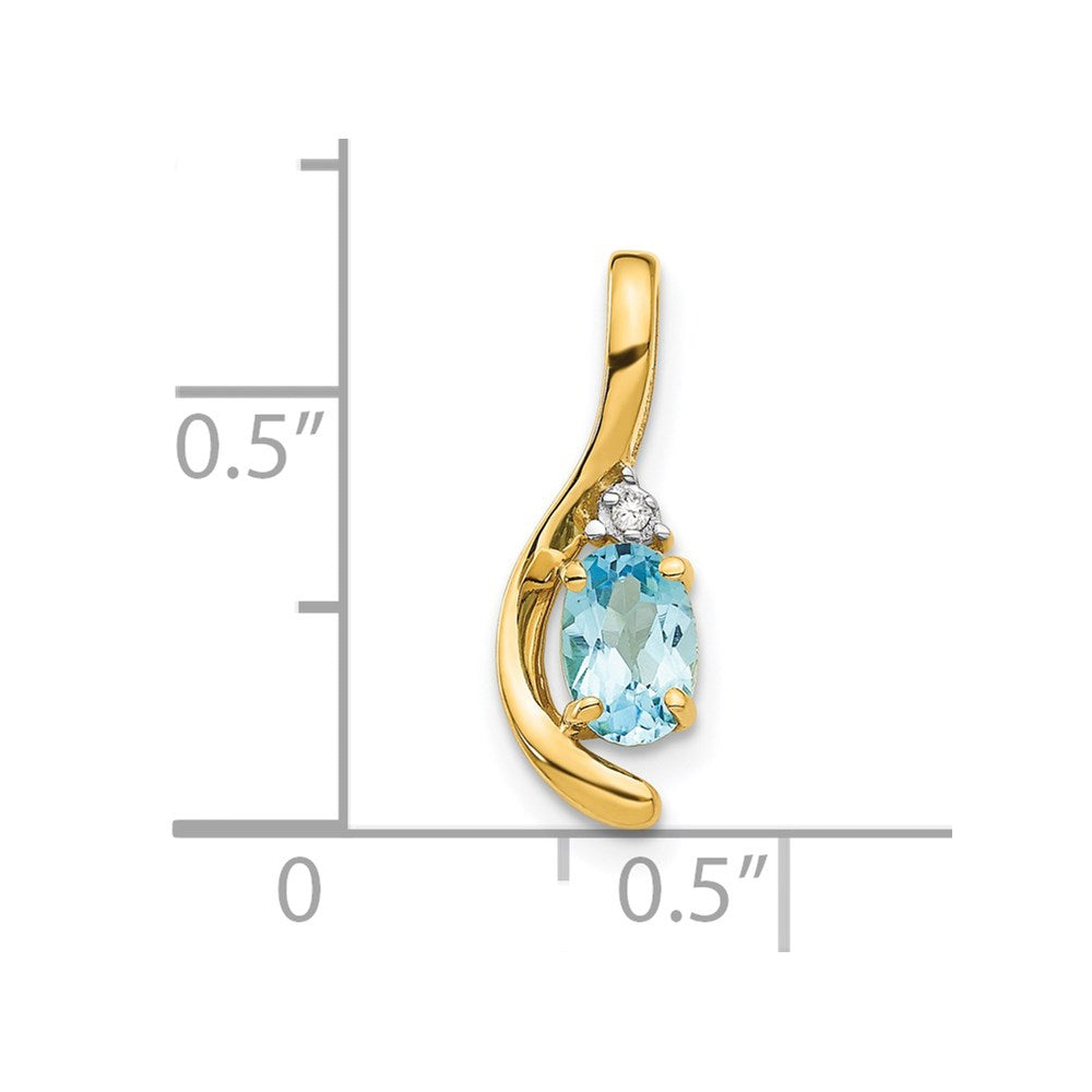 14k Blue Topaz and Diamond Pendant