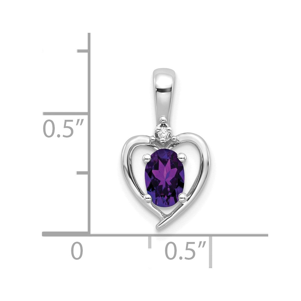 14k White Gold Amethyst and Diamond Heart Pendant