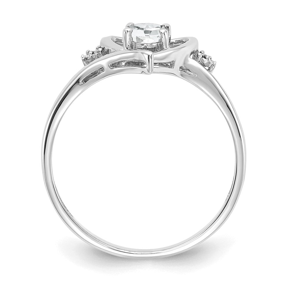 14k White Gold White Topaz and Diamond Heart Ring