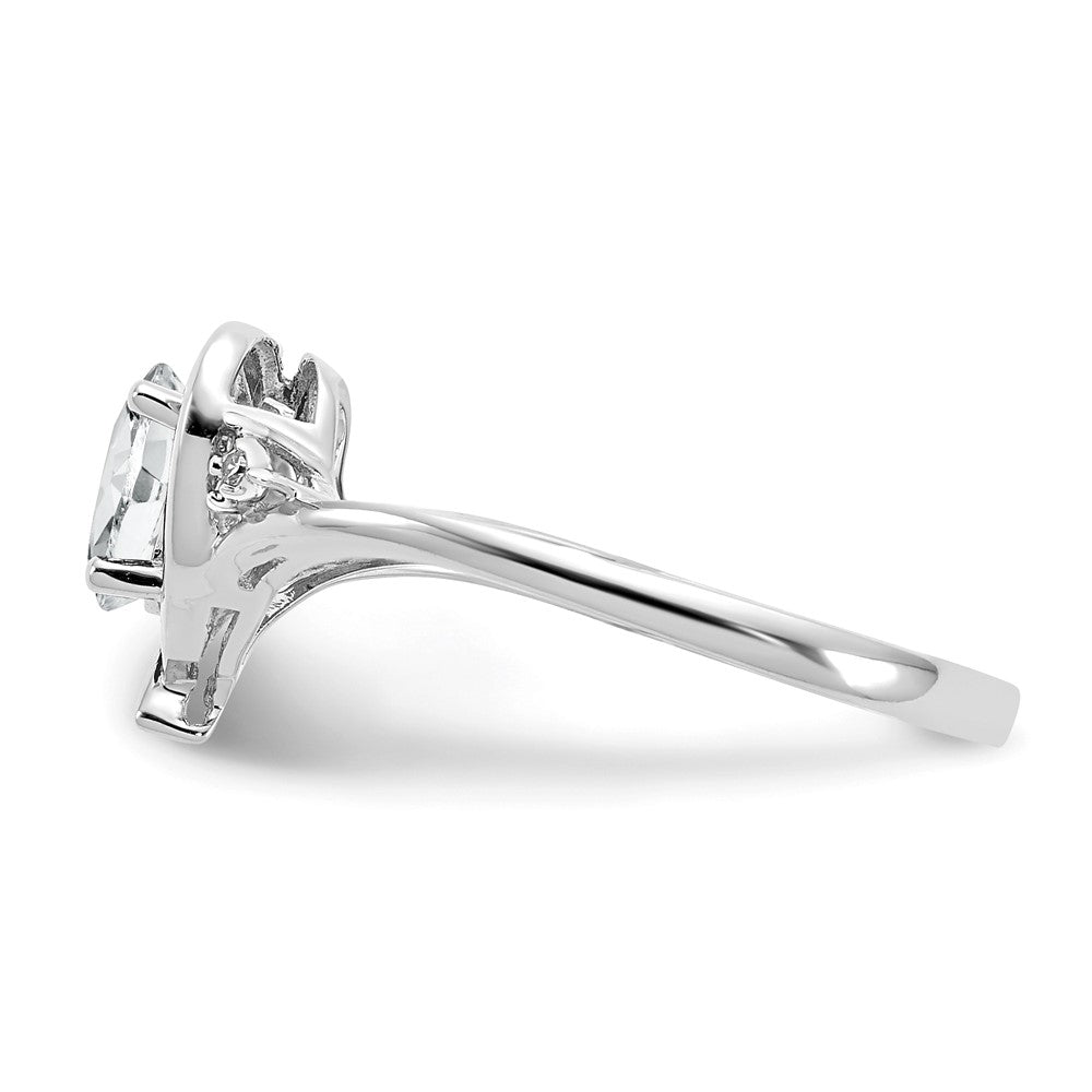 14k White Gold White Topaz and Diamond Heart Ring