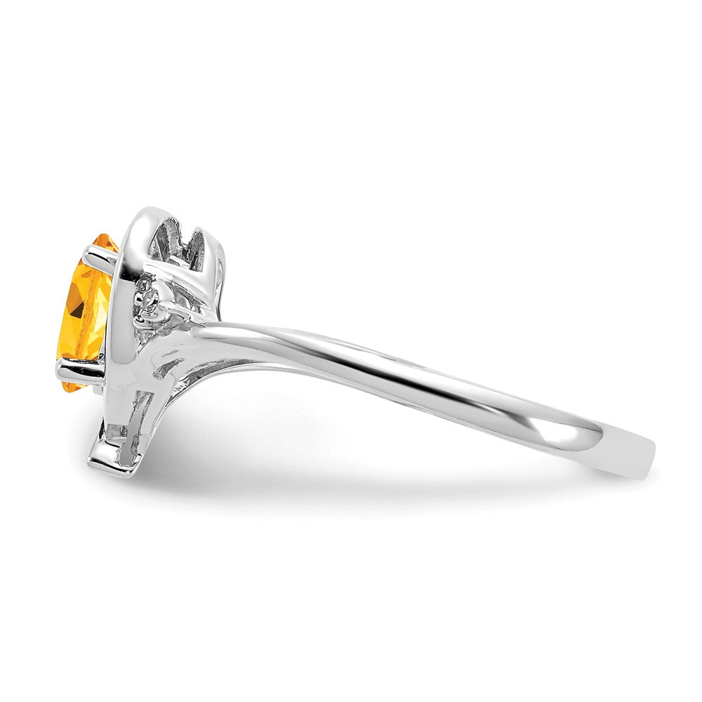 14k White Gold Citrine and Diamond Heart Ring