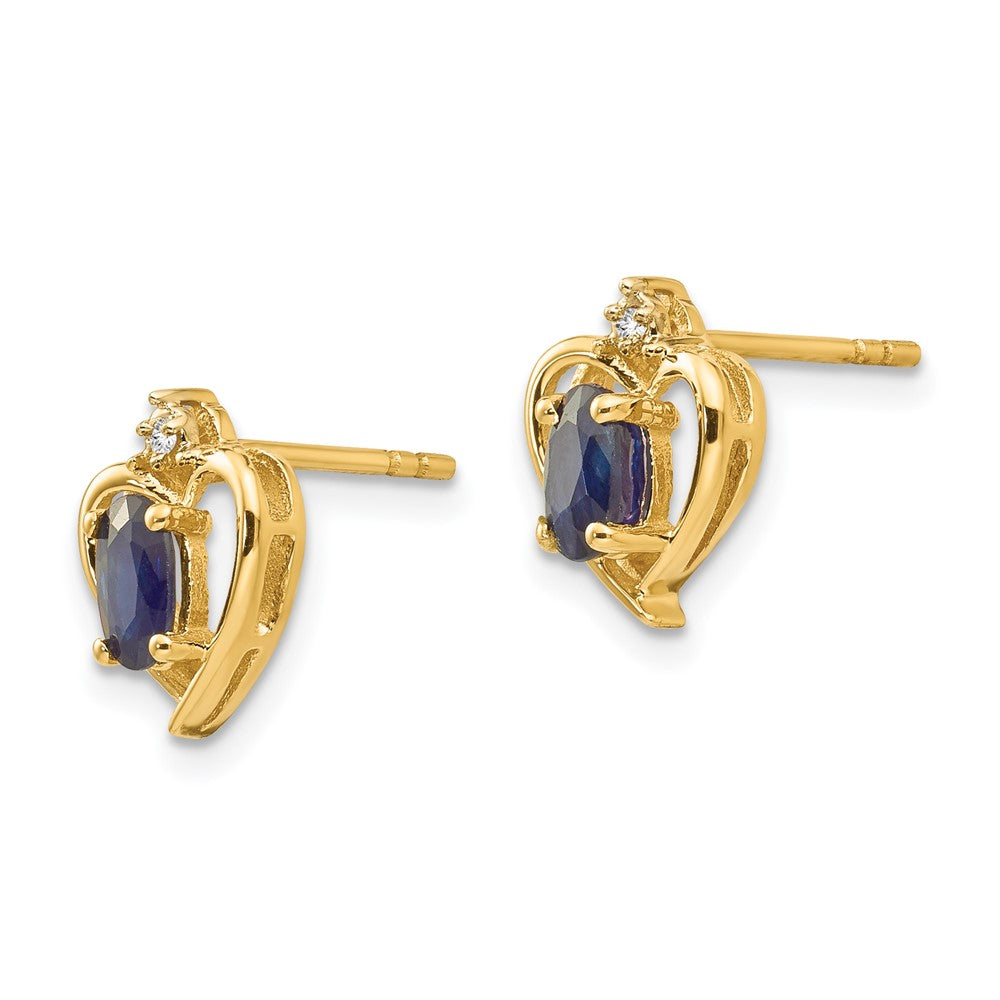 14k Sapphire and Diamond Heart Earrings