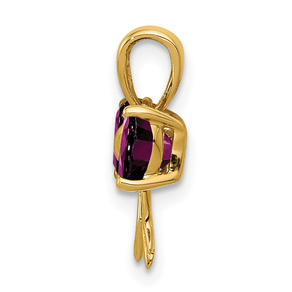 14k Gold Polished Rhodolite Bow Pendant