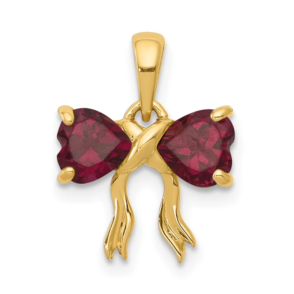 14k Gold Polished Rhodolite Bow Pendant