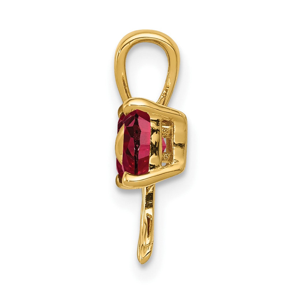 14k Gold Polished Created Ruby Bow Pendant