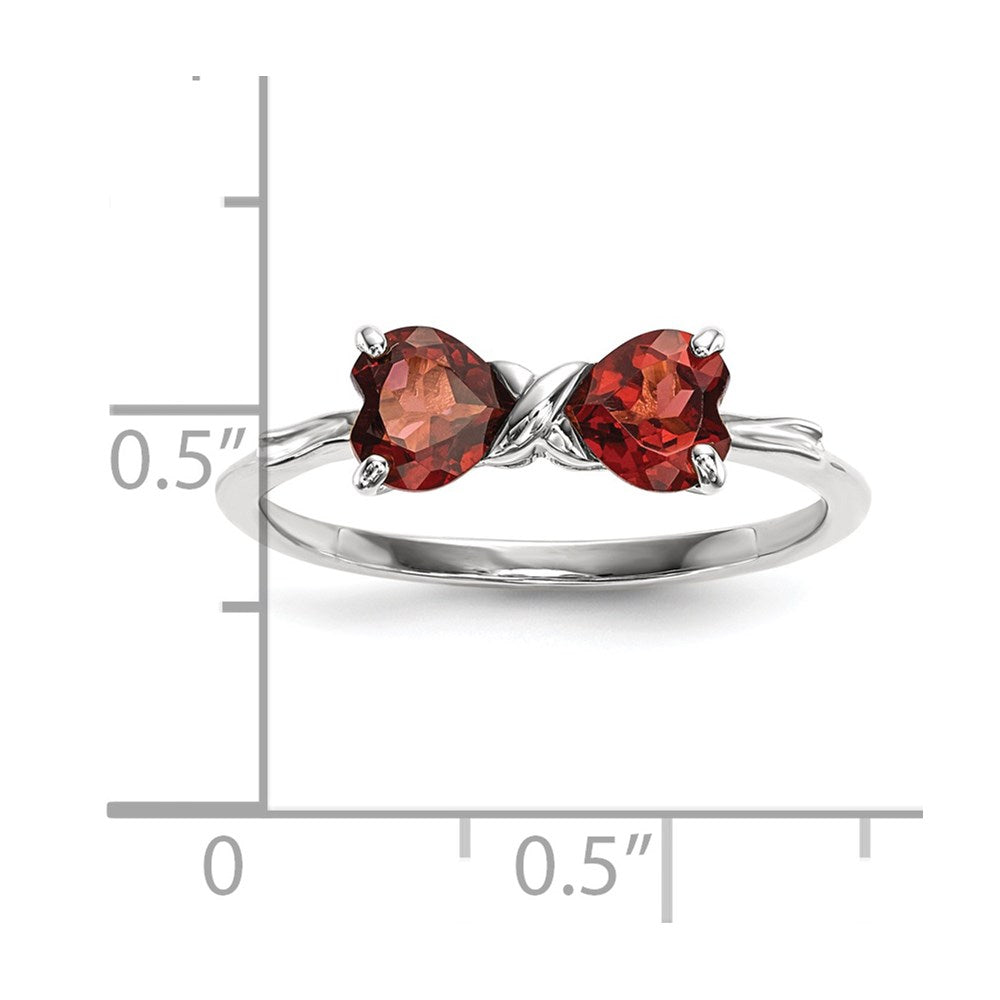 14k White Gold Polished Garnet Bow Ring