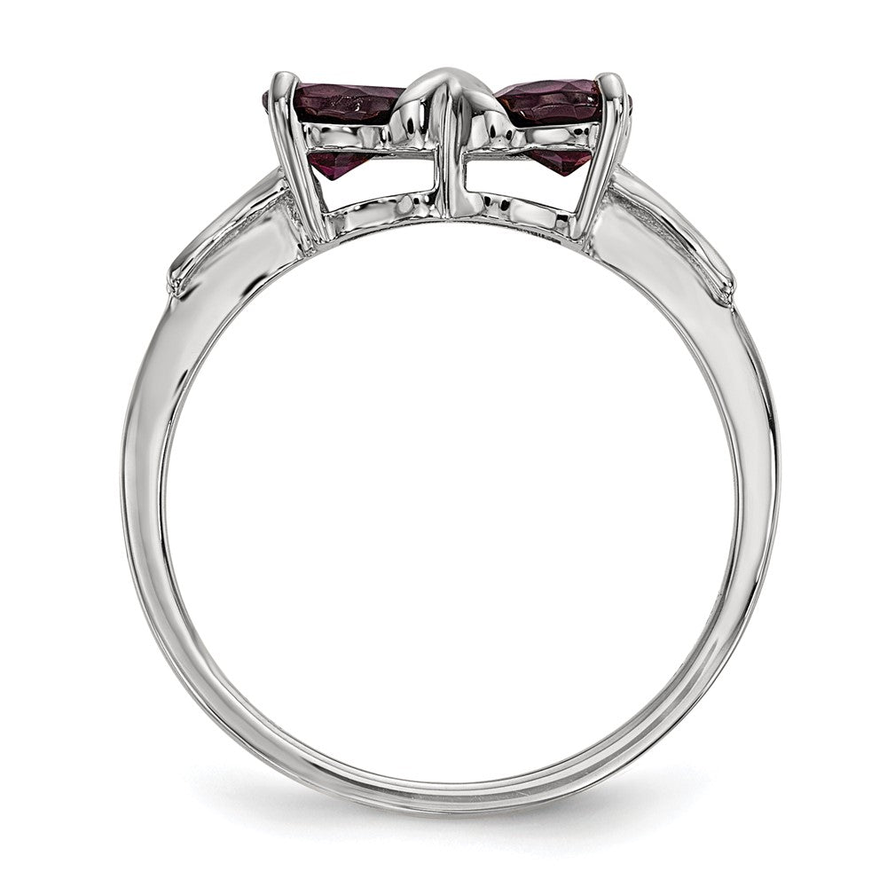 14k White Gold Polished Rhodolite Bow Ring