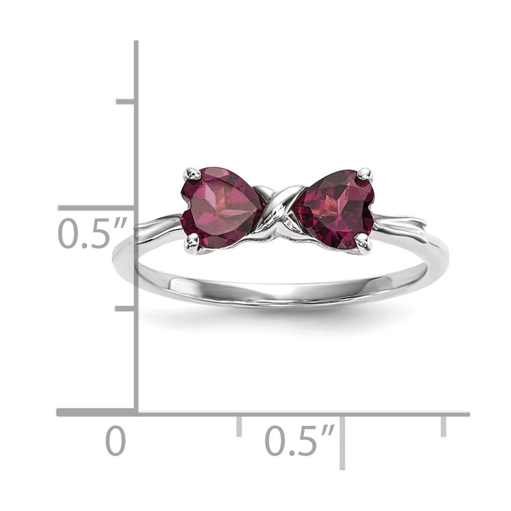 14k White Gold Polished Rhodolite Bow Ring