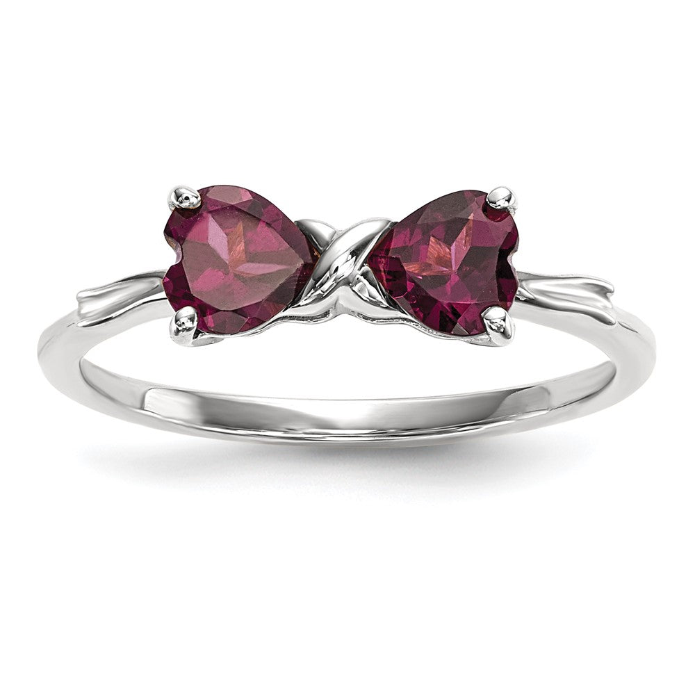 14k White Gold Polished Rhodolite Bow Ring